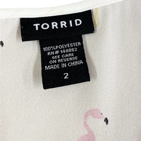 Torrid Flamingo Print Blouse With Button Down Back Size 2X - Picture 2 of 5